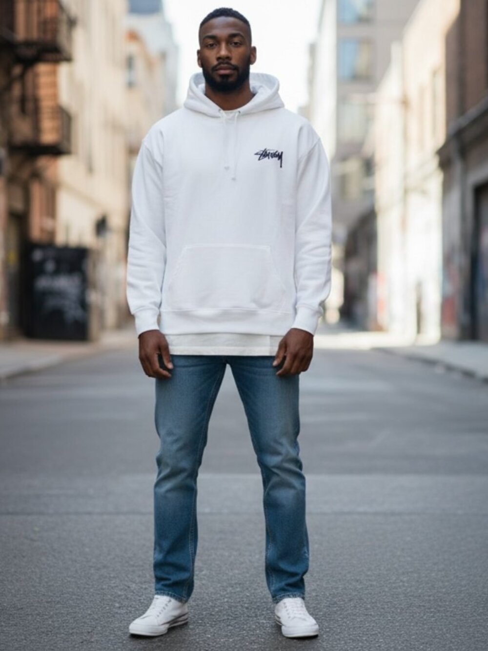 🎱 Stussy 8 Ball Fade Hoodie White Mens L Streetwear